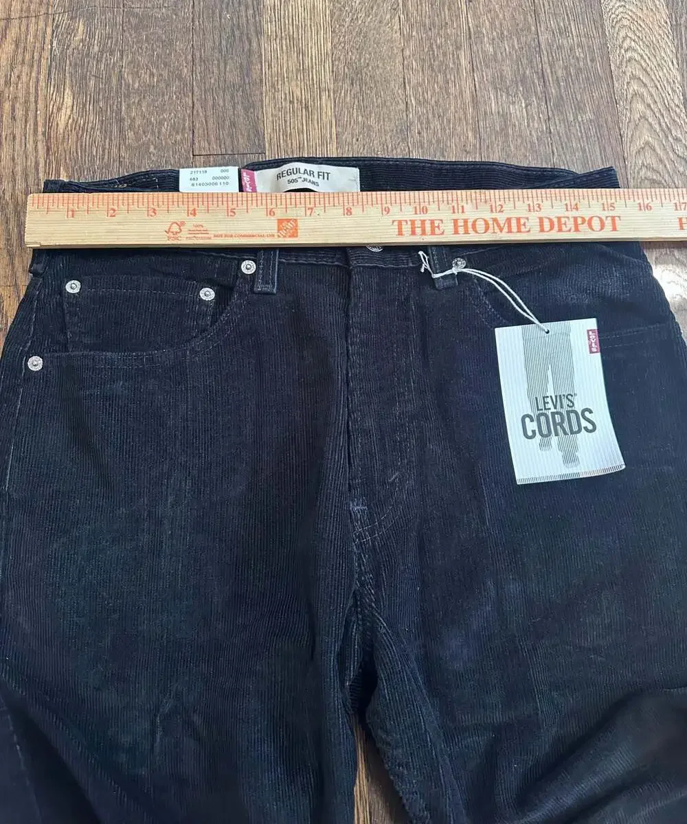 Levi's 505 Regular Fit Corduroy Pants Black Size 32x30